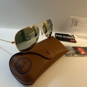Ray-Ban Aviator Sunglasses RB3025 58-14mm Gold Frame & Silver Mirror Lens Unisex